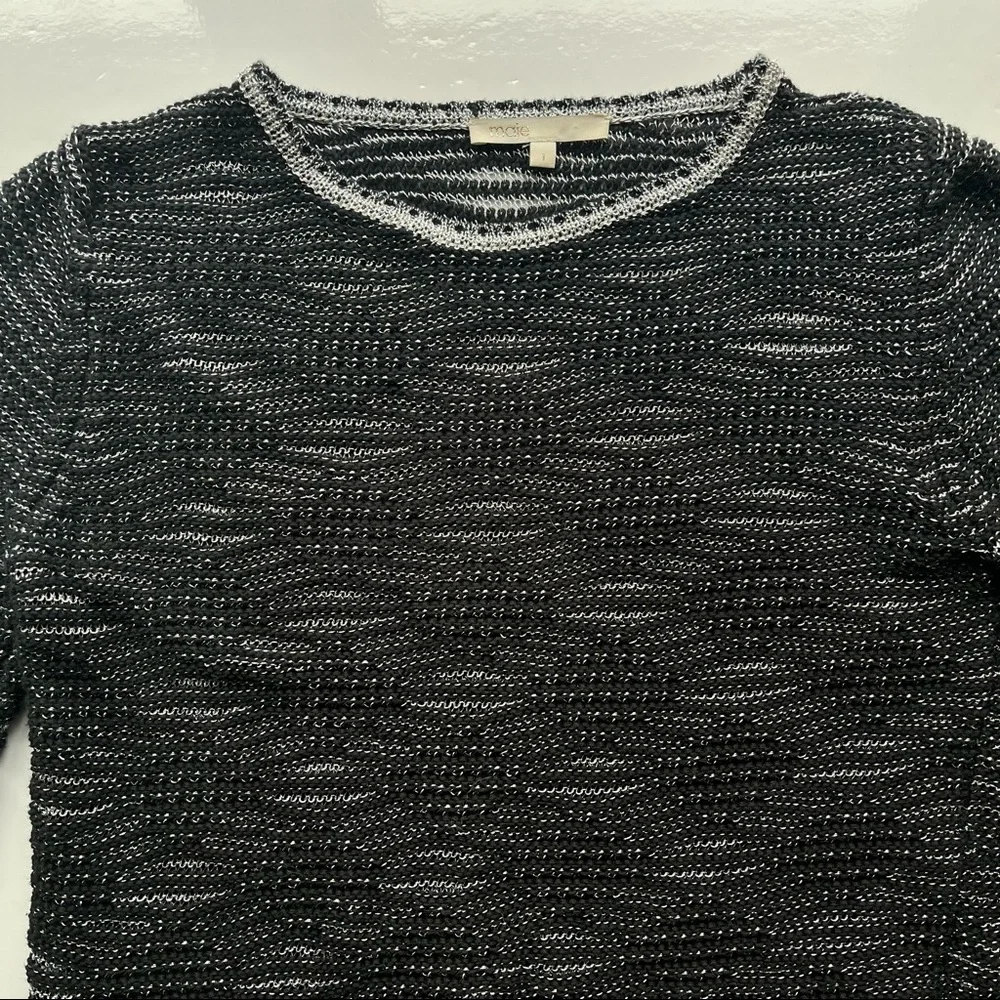 Maje Melodie Jacquard Metallic Open Knit Sweater / Size 1 / Small - Picture 8 of 13
